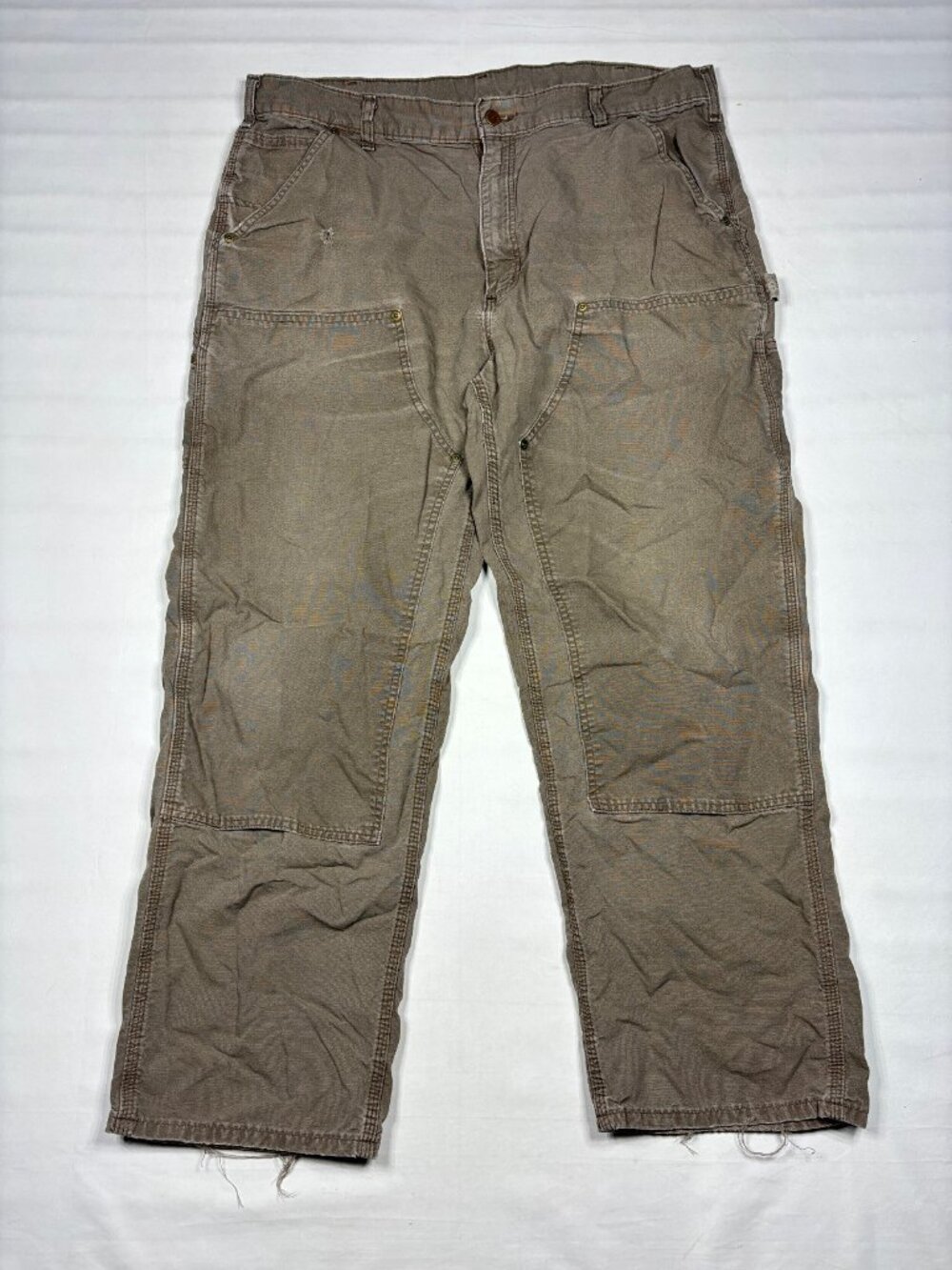 Carhartt Mens 38x30 Brown B195 LBR Dungaree Fit Carpenter Pants VTG Y2K